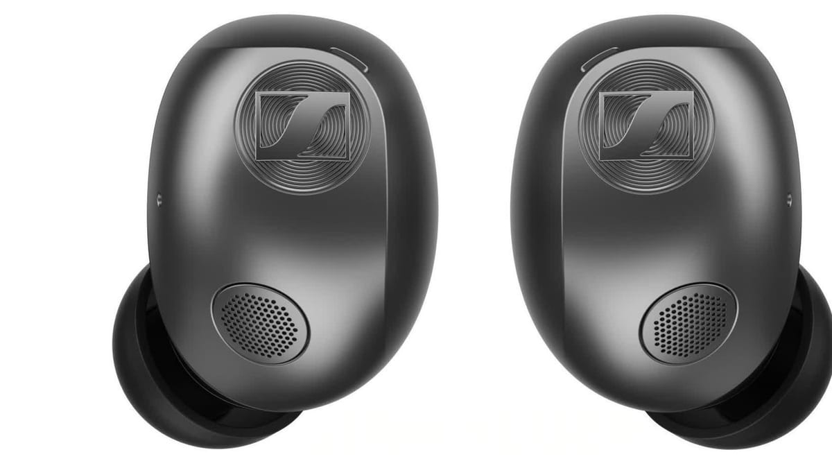Los audífonos Momentum True Wireless 5 de Sennheiser en negro, vistos de frente